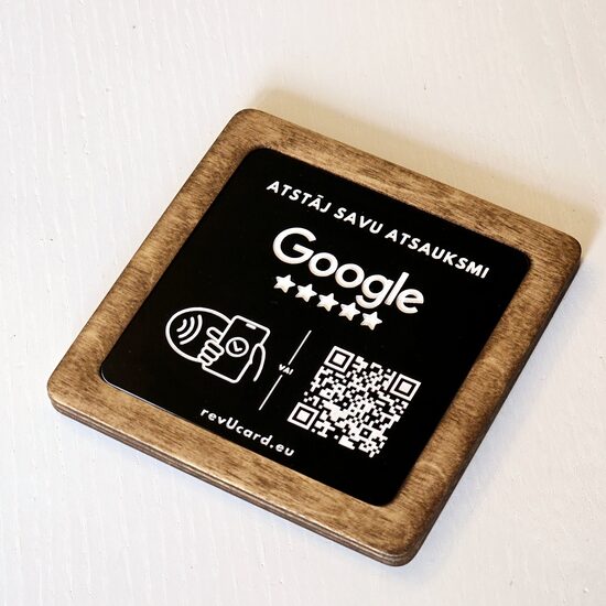 Google Atsauksmju Karte (NFC+QR) Melna Matēta